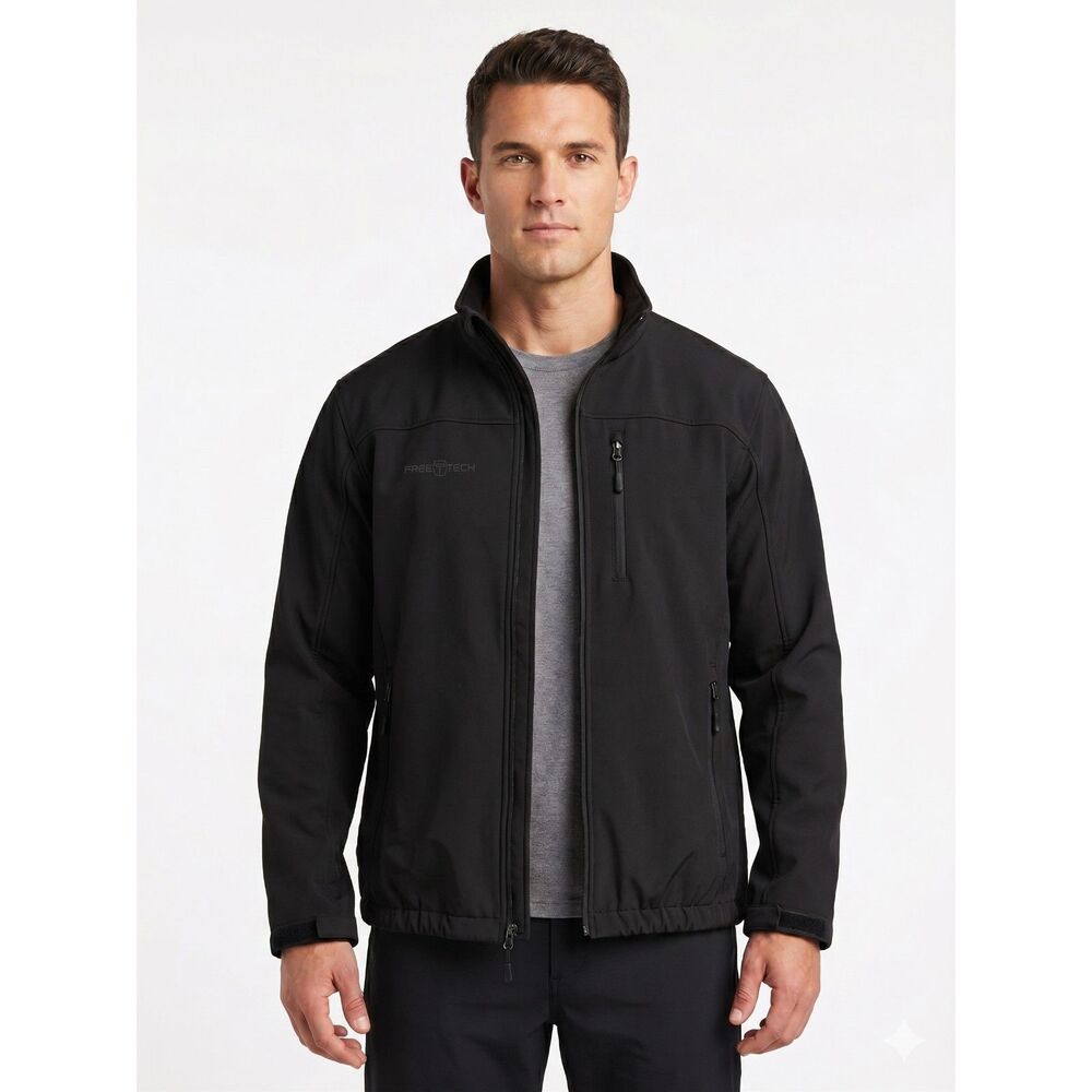 🧥 Free Tech Mens 2XL Black Softshell Fleece Lined Jacket